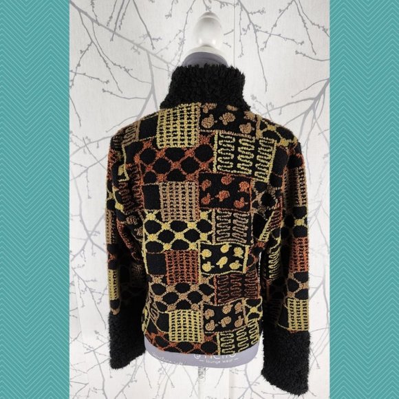 Tib Design Eclectic Textured Fleece Boxy Fit Cardigan - Picture 4 of 6